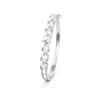 Silver Plated White AD Bangle Bracelet for Women