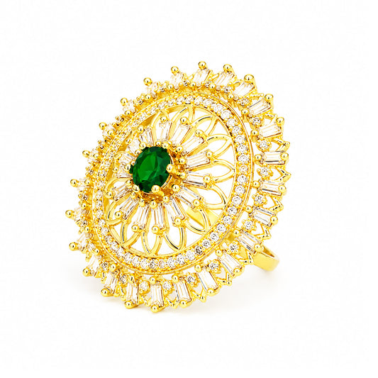Gold Plated Green AD Finger Ring for Women
