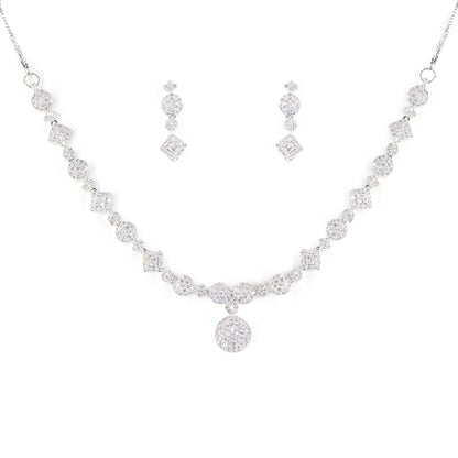 Silver Plated White American Diamond Jewellery Set for Women