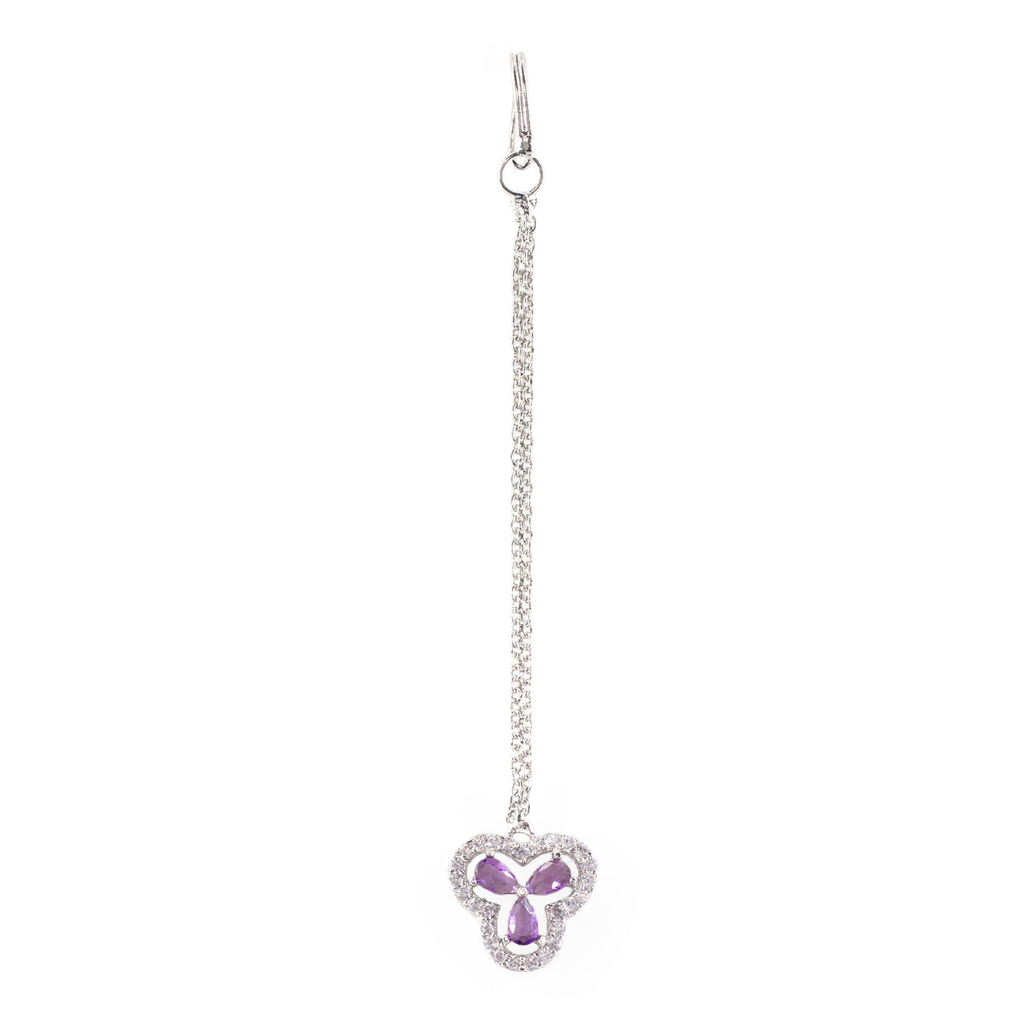Silver Plated Purple AD Maang Tikka for Women