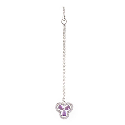 Silver Plated Purple AD Maang Tikka for Women