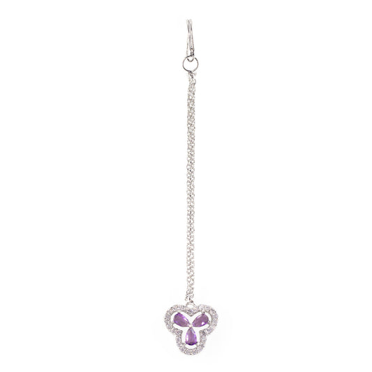 Silver Plated Purple AD Maang Tikka for Women