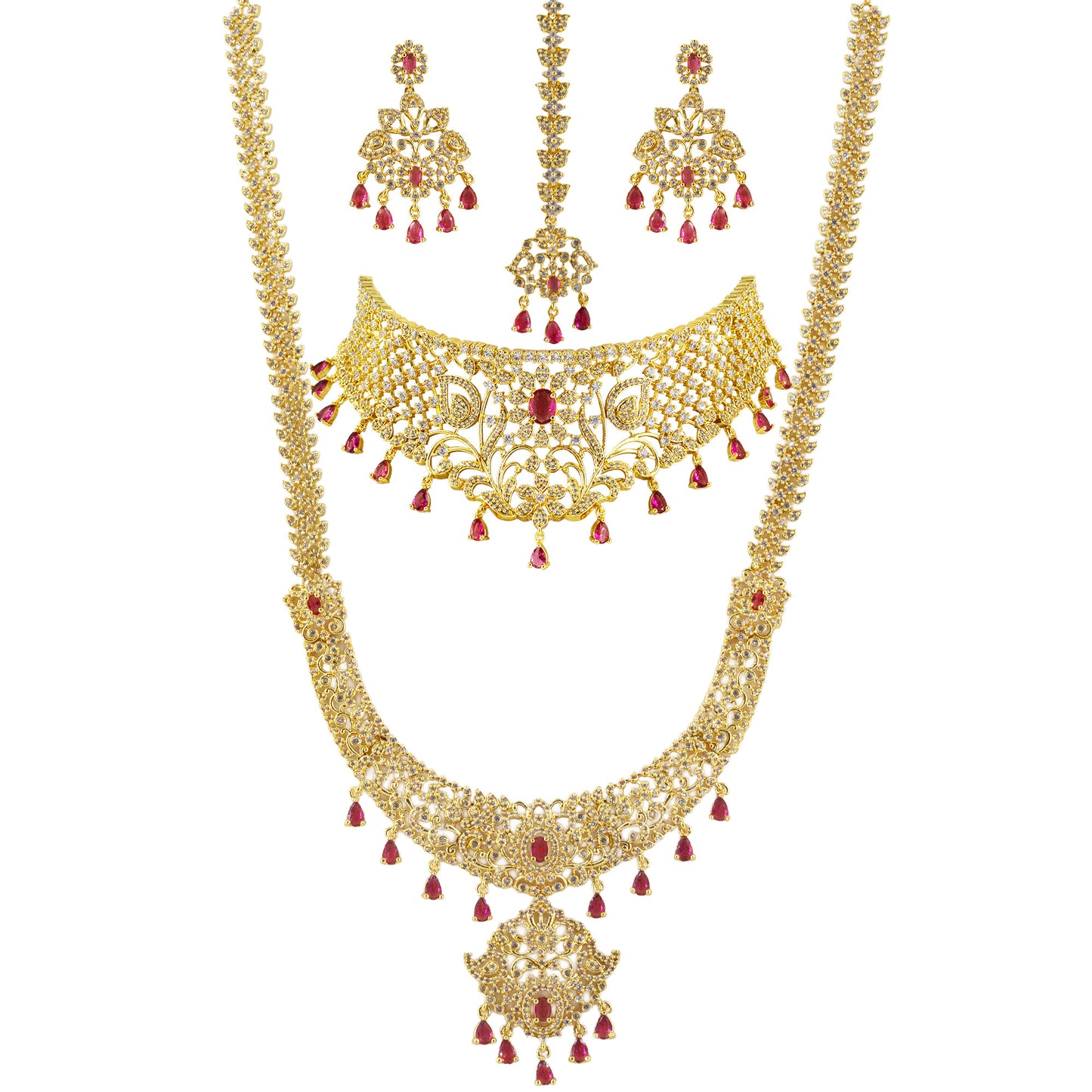 Gold Plated American Diamond Bridal Jewellery Set