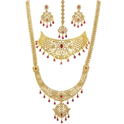 Gold Plated American Diamond Bridal Jewellery Set