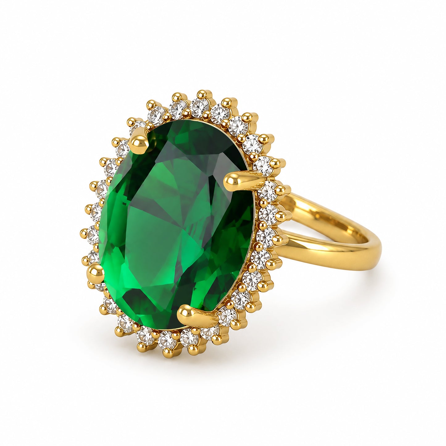 Antique Gold Plated Green AD Finger Ring for Women