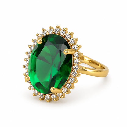 Antique Gold Plated Green AD Finger Ring for Women