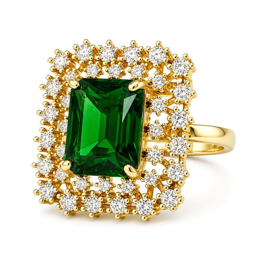 Gold Plated Green AD Adjustable Ring for Women