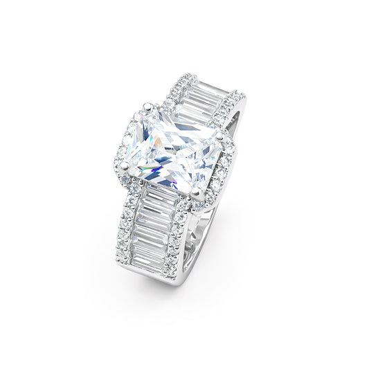 Silver Plated White American Diamond Adjustable Ring for Women