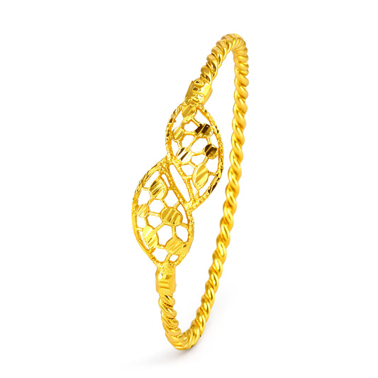 Gold Plated Twisted Temple Bangle Bracelet for Women