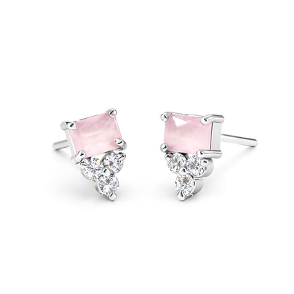 Rhodium Plated Pink AD Studs for Women