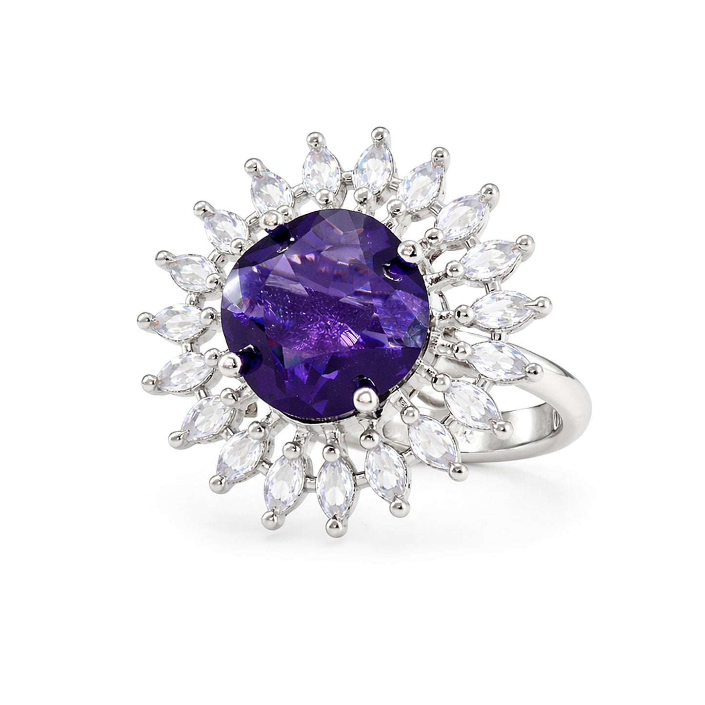 Silver Plated Purple AD Finger Ring for Women