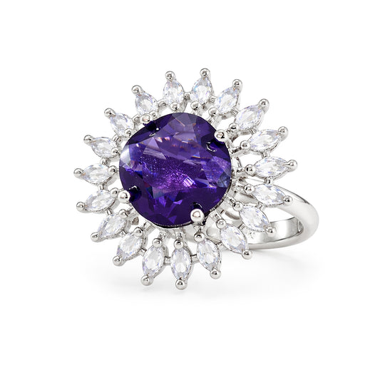 Silver Plated Purple AD Finger Ring for Women