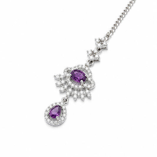 Silver Plated Purple AD Maang Tikka for Women