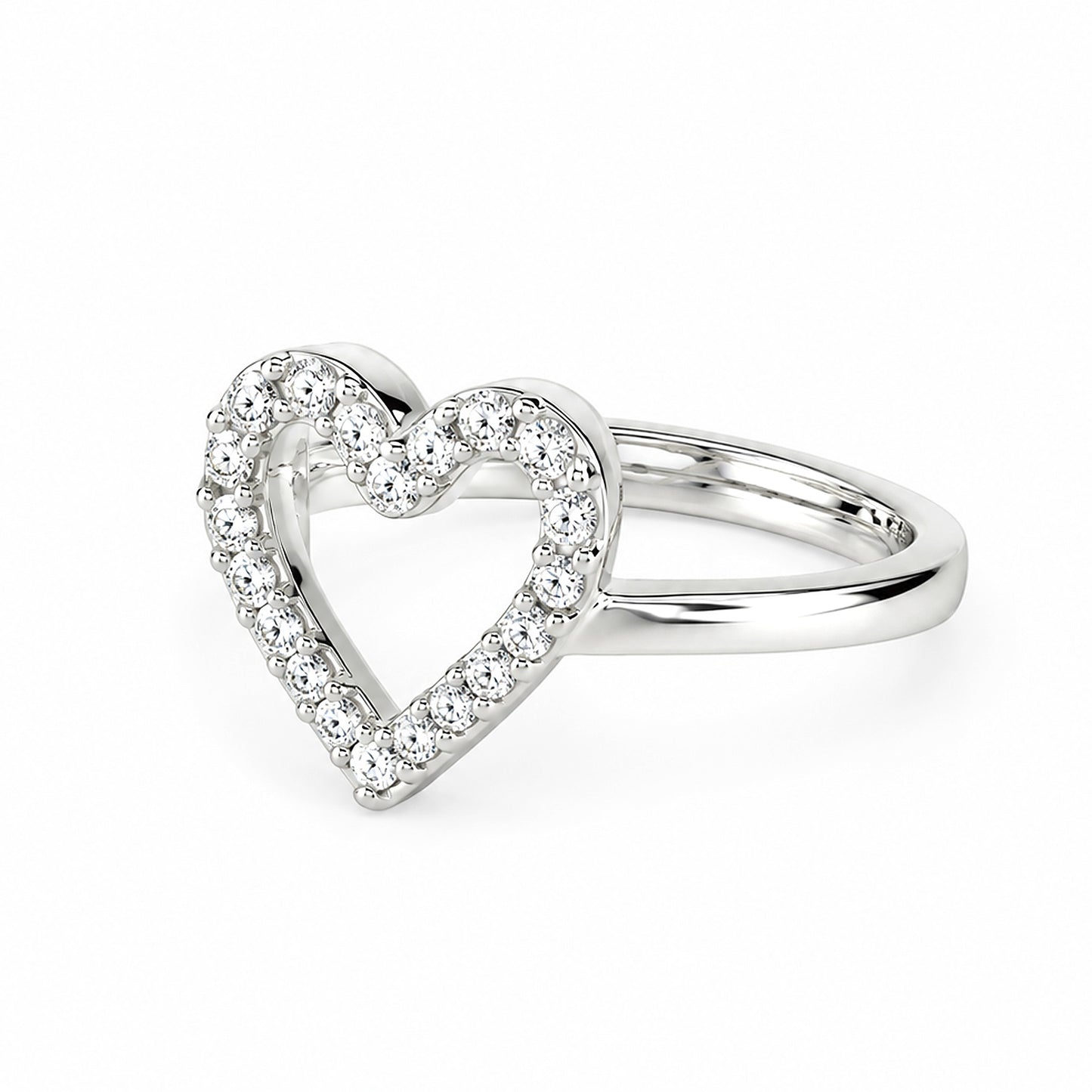 Silver Plated AD Heart Finger Ring for Women