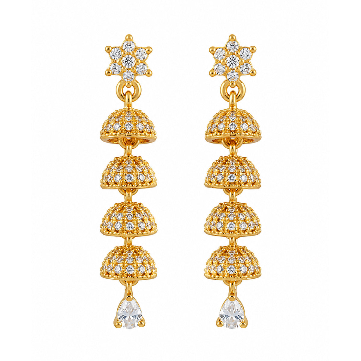Gold Plated AD Drop Jhumka for Women