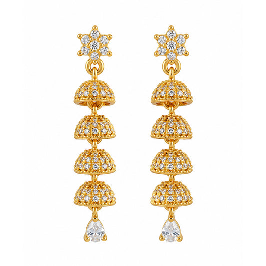 Gold Plated AD Drop Jhumka for Women