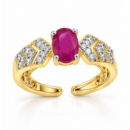Gold Plated Ruby AD Finger Ring for Women