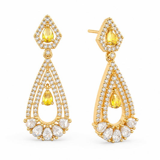 Gold Plated American Diamond Earrings for Women
