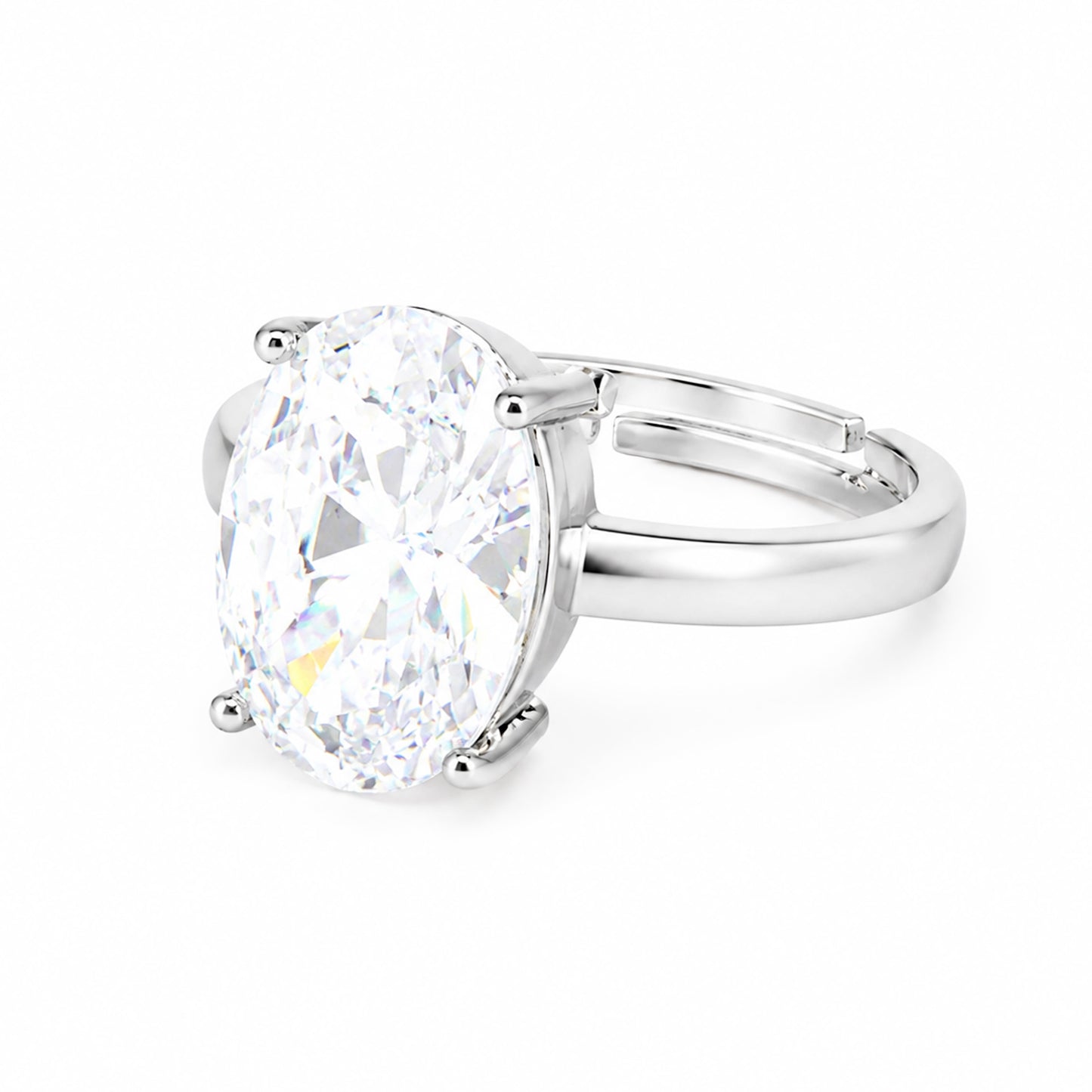 Rhodium Plated AD Finger Ring for Women