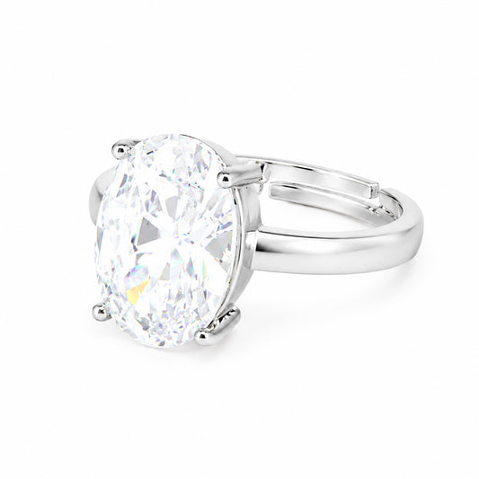 Rhodium Plated AD Finger Ring for Women