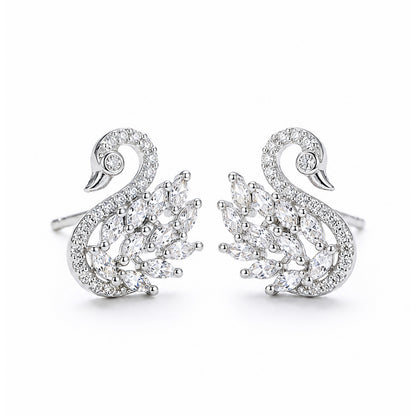 Rhodium Plated AD Stud Earrings for Women