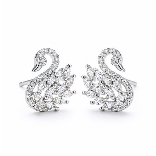 Rhodium Plated AD Stud Earrings for Women