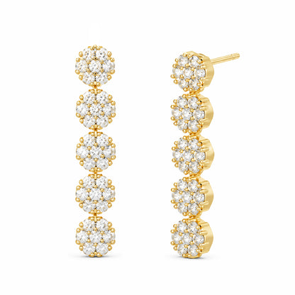 Gold Plated AD Floral Drop Earrings for Women