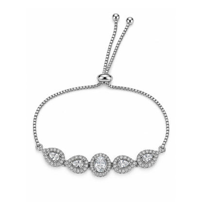 Rhodium Plated AD Adjustable Bracelet for Women