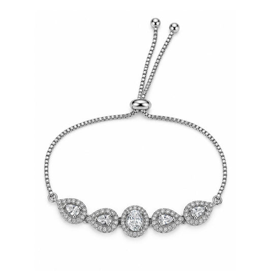 Rhodium Plated AD Adjustable Bracelet for Women