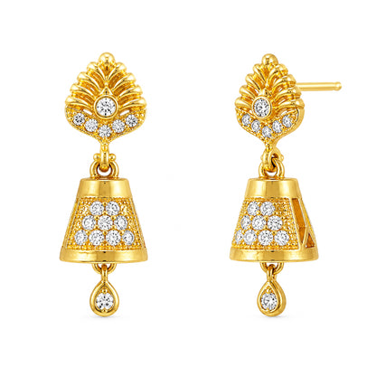Micro Gold Plated AD Jhumki Earrings for Women