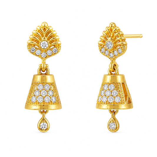 Micro Gold Plated AD Jhumki Earrings for Women