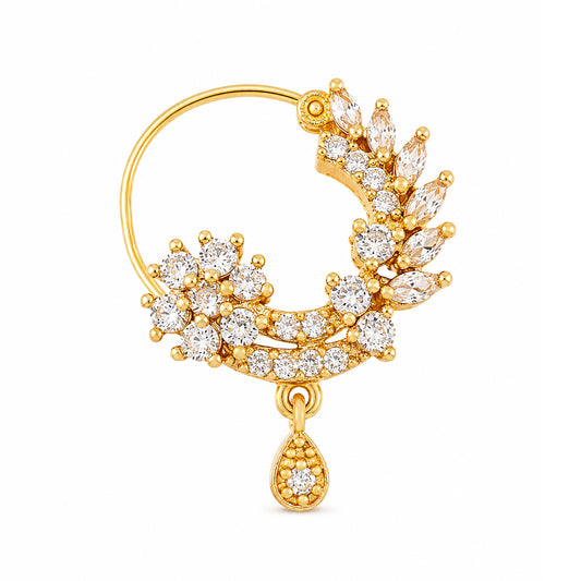 Gold Plated AD Floral Nosering for Women