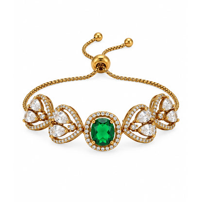 Antique Gold Plated Green AD Bracelet for Women