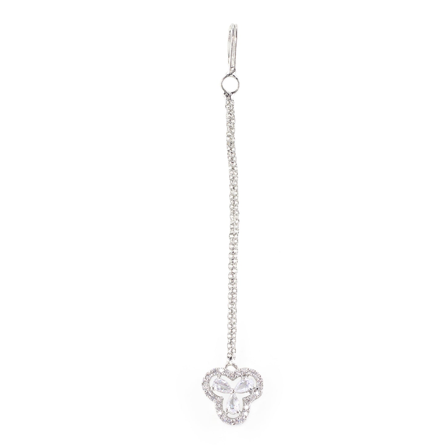 Silver Plated Floral AD Maang Tikka for Women