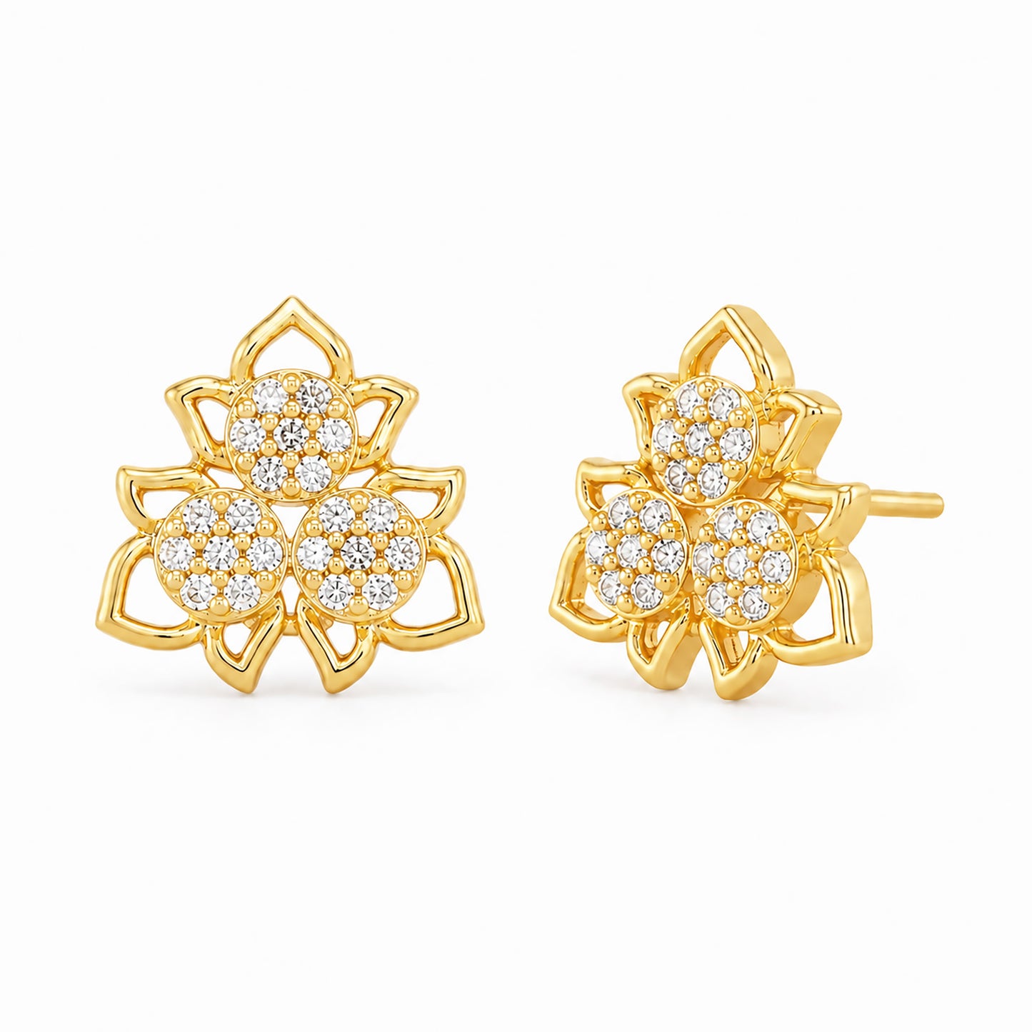 Gold Plated AD Studs Earrings for Women