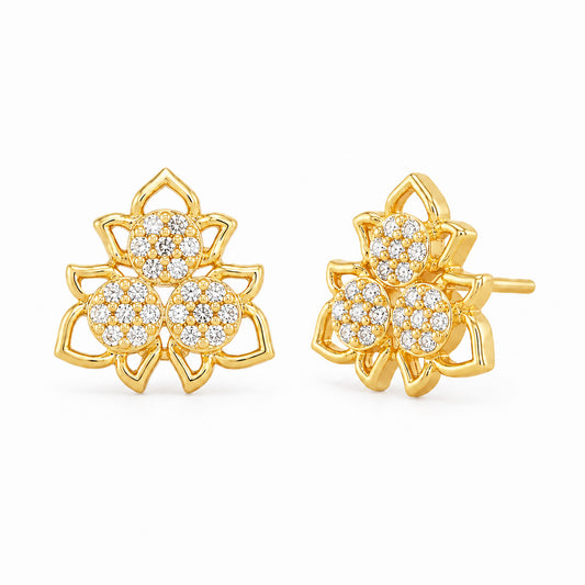 Gold Plated AD Studs Earrings for Women