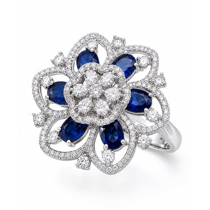 Silver Plated Blue AD Finger Ring for Women