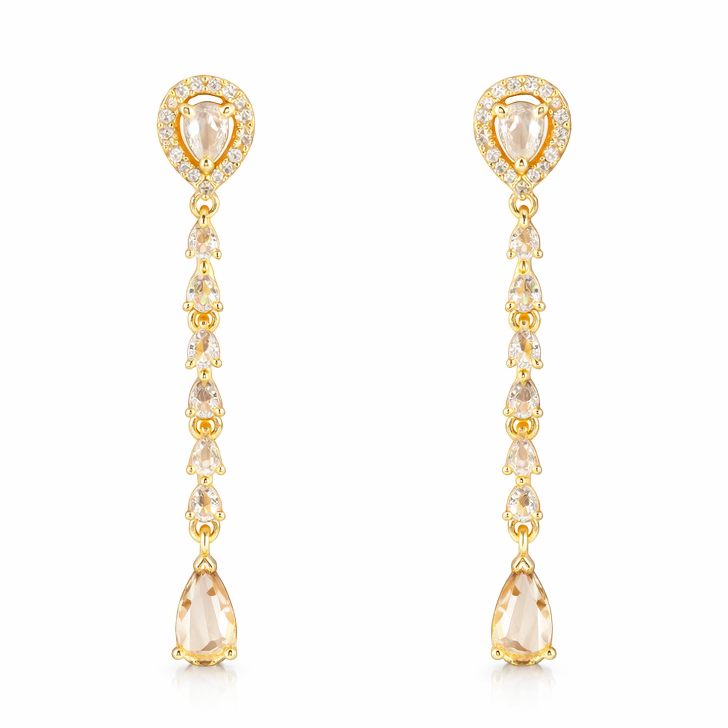 Gold Plated AD Drop Earrings for Women