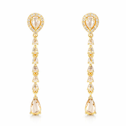 Gold Plated AD Drop Earrings for Women