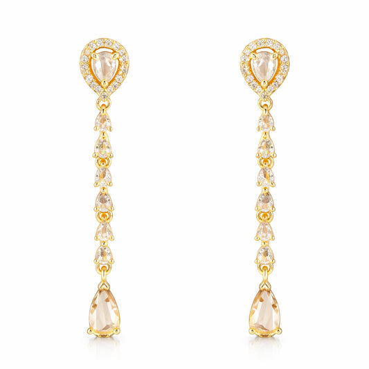 Gold Plated AD Drop Earrings for Women