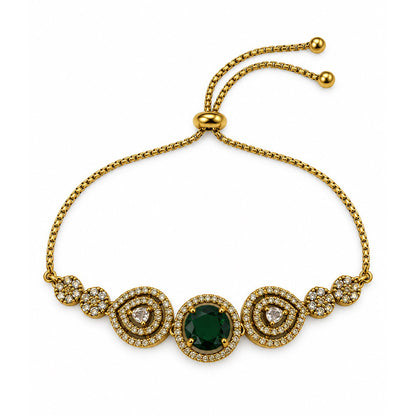 South Indian Gold Plated Green AD Adjustable Bracelet for Women