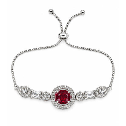 Rhodium Plated Red AD Adjustable Bracelet for Women