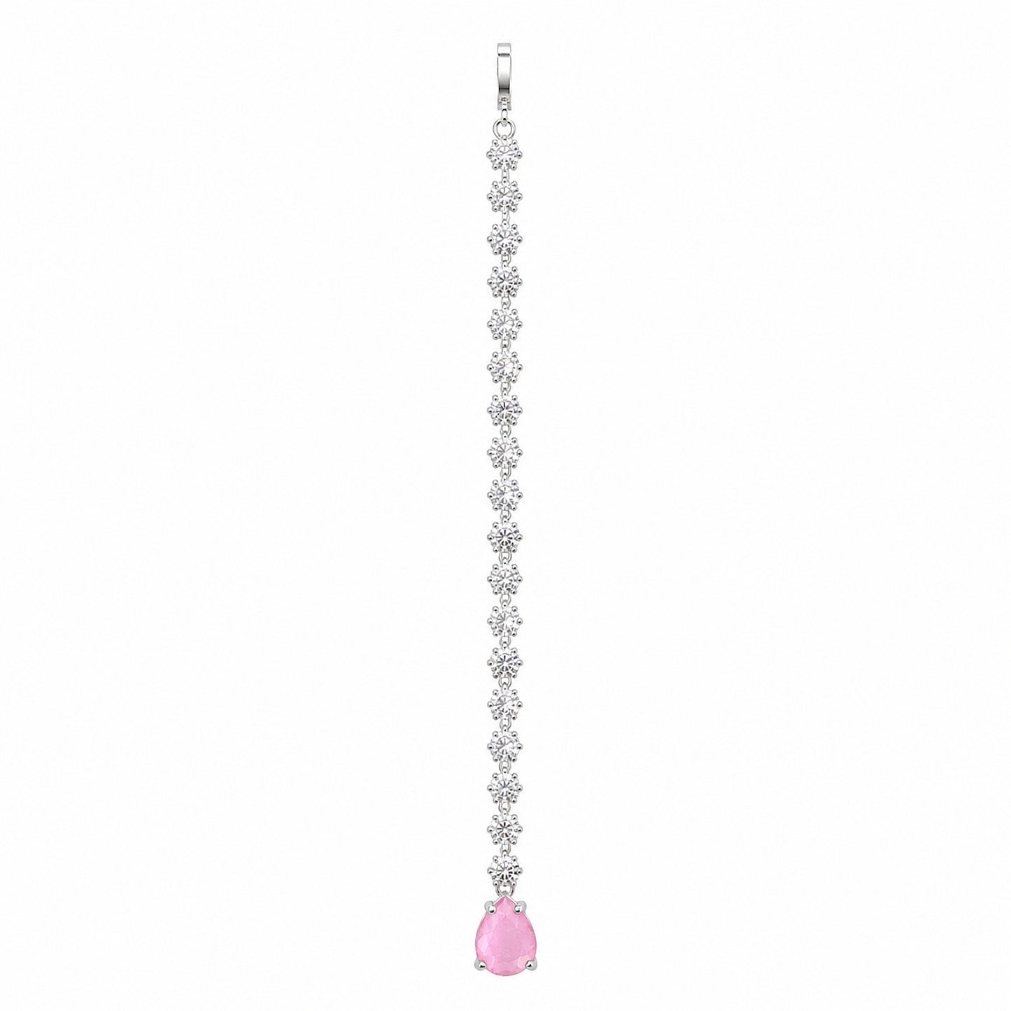 Silver Plated Pink AD Teardrop Maang Tikka for Women