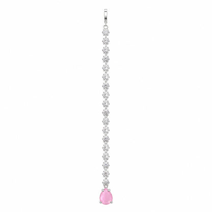 Silver Plated Pink AD Teardrop Maang Tikka for Women