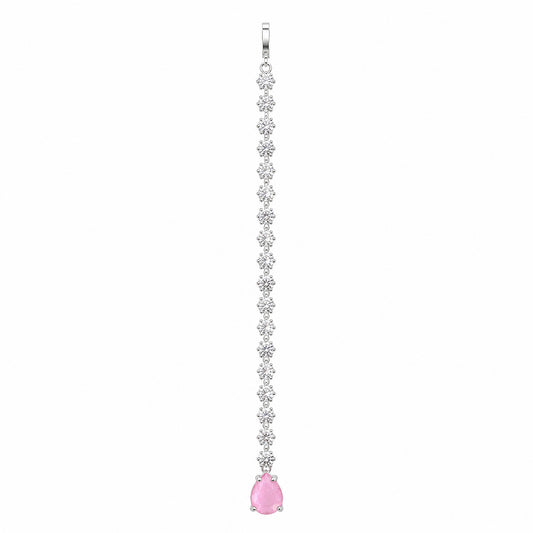Silver Plated Pink AD Teardrop Maang Tikka for Women