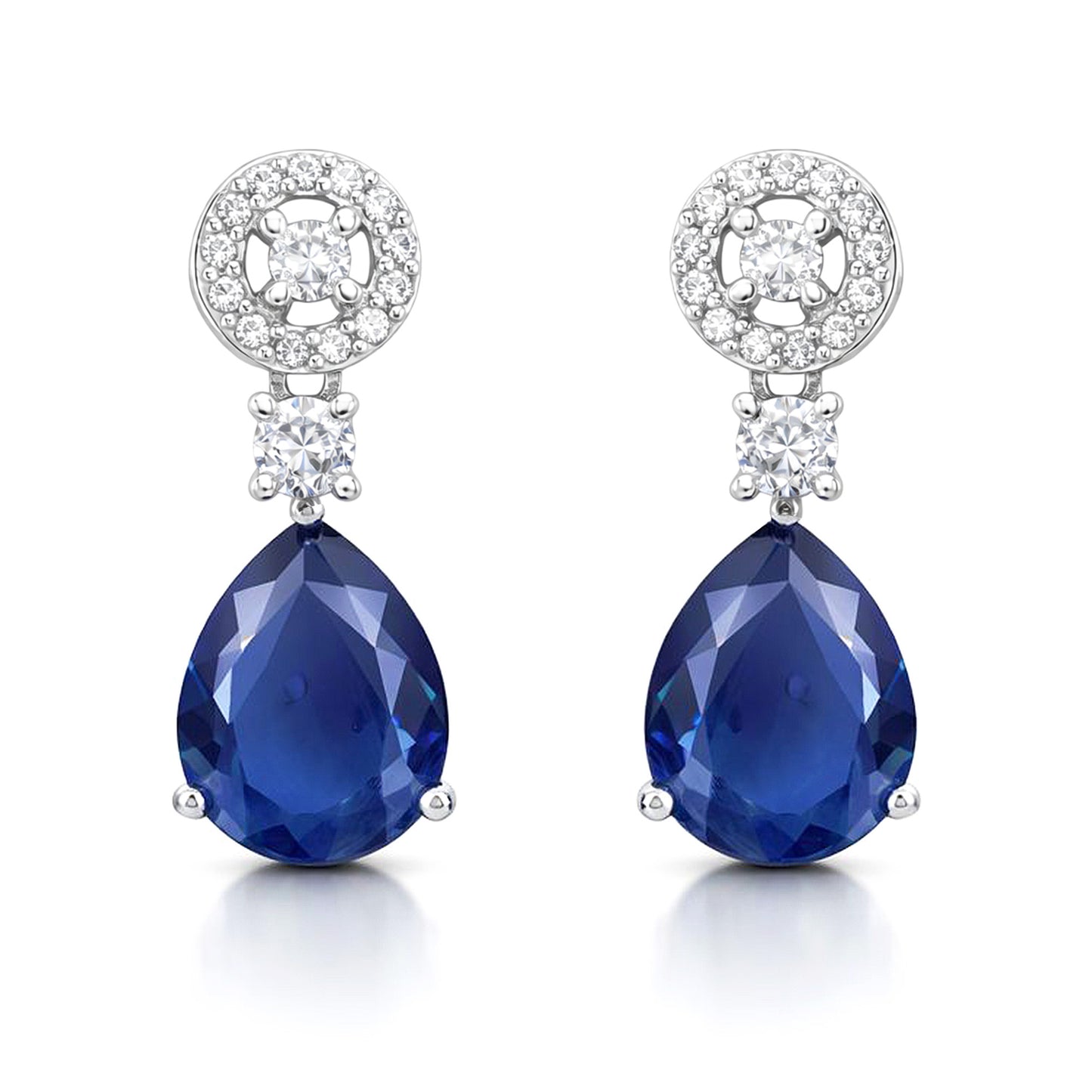 Silver Plated Blue AD Drop Earrings for Women
