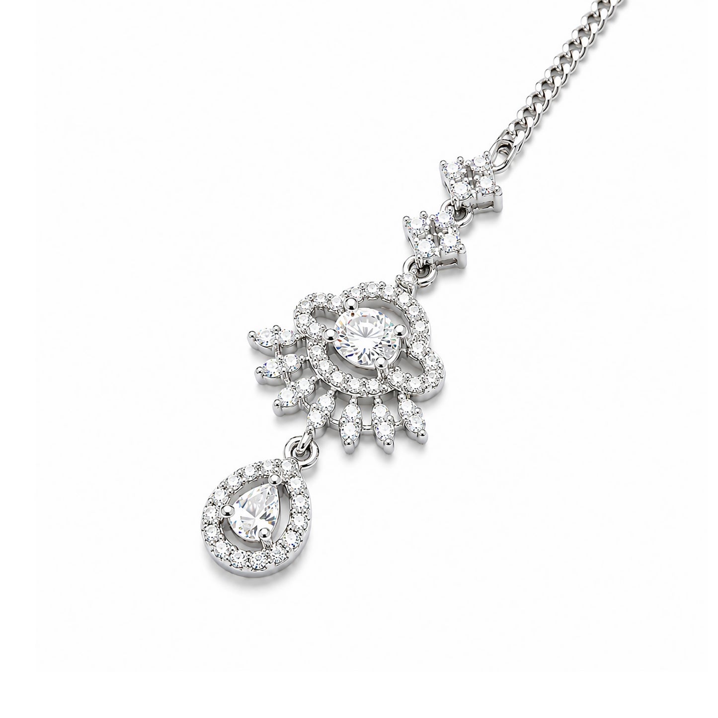 Silver Plated AD Maang Tikka for Women