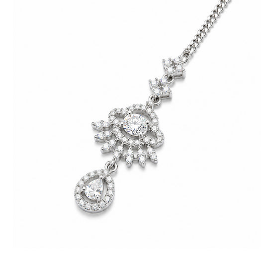 Silver Plated AD Maang Tikka for Women
