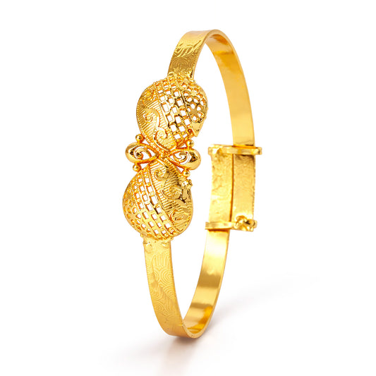 Gold Plated Adjustable Temple Bangle Bracelet for Women