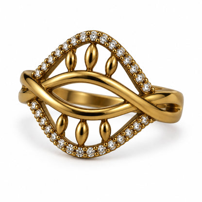22K Gold Plated AD Finger Ring for Women